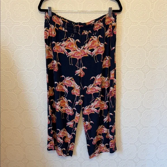 Soma Intimates Cool Nights Flamingo Print Capri Pants Size L - Picture 1 of 4